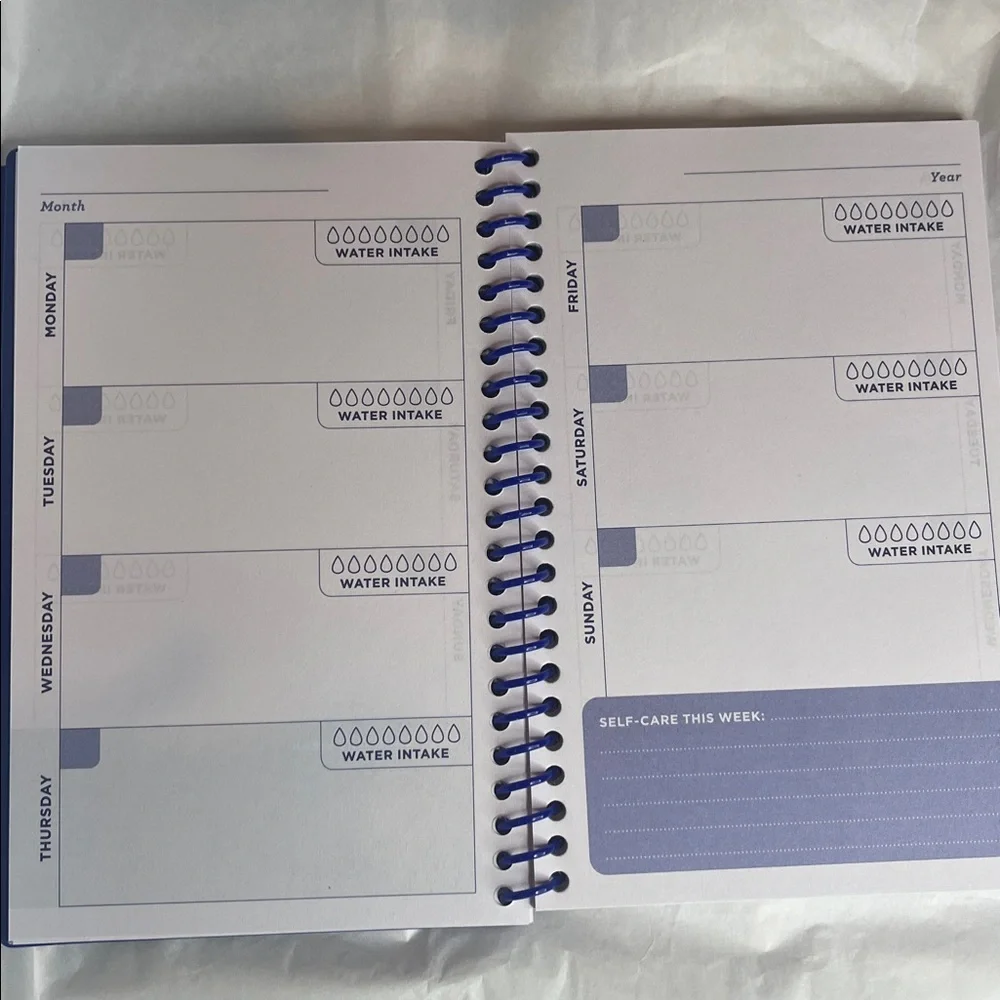 Weekly + Monthly Planner - Navy Blue with Iridescent Gems Hand Crafted